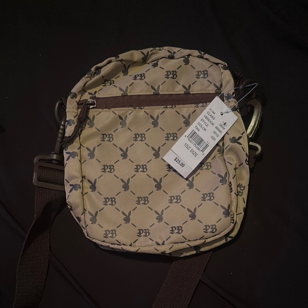 PLAYBOY Tan Belt Bag with Monogram Pattern